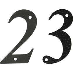 AMIG Huisnummer 23 - massief gesmeed staal - 10cm - incl. bijpassende schroeven - zwart - Huisnummers