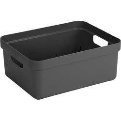 Antraciet grijze opbergboxen/opbergmanden 24 liter kunststof - Opbergbox
