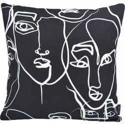 Abstract Face Black - Outdoor | 45 x 45 cm | Kussenhoes | Katoen