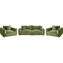 LUVOS - Banken set - Groen - Fluweel