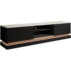 Meubella - TV-Meubel Daley - Zwart - 190 cm - Met LED