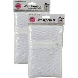 Waszak voor kwetsbare kleding wasgoed/waszak - 2x - wit - large size - 50 x 60 cm - Waszakken