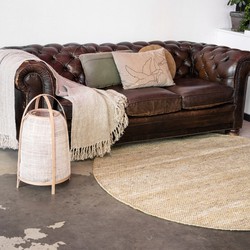 Vloerkleed Gerecycled Materiaal Rond Ciro Geel/Naturel - Gerecycled-materiaal