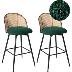 NATHAN - Barkruk set van 2 - Groen - 99 cm - Bouclé