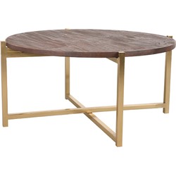 LABEL51 Salontafel Dox - Espresso - Mangohout - 70 cm - Goud