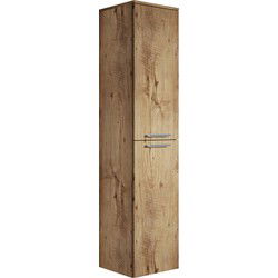 Badplaats Badkamerkast Venus 30 x 30 x 160 cm - Kastanje Eiken - Hangende Kolomkast met Twee Deuren