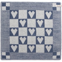 Knit Factory Gebreide Keukendoek - Keukenhanddoek Middel Hart - Ecru/Jeans - 50x50 cm