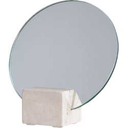 Rixt make-up spiegel met travertijn standaard beige - Ø 18 x 18 cm