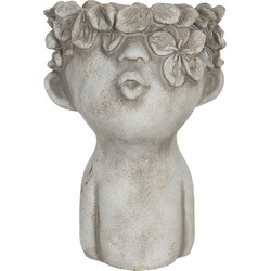 Clayre & Eef Bloempot  11x11x18 cm Grijs Steen Bloempot binnen