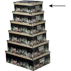 5Five Opbergdoos/box - zwart - L28 x B19.5 x H11 cm - karton - Opbergbox