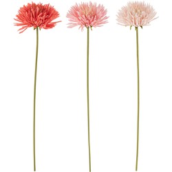 - Chrysant | kunststof | zalm - roze - rood | 7x7x (h)61 cm