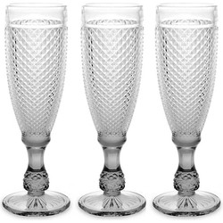 Vivalto Prosecco/champagneglazen - glas - set 6x stuks - 185 ml - Luxe Diamonds relief glas - Champagneglazen