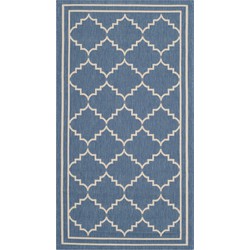 Safavieh Trellis Indoor/Outdoor Woven Area Rug, Courtyard Collection, CY6889, in Blue & Beige, 122 X 170 cm