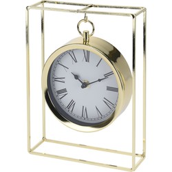 Gouden hangende tafelklok 26 cm in metalen frame - Tafelklokken