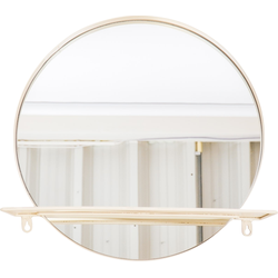 Mirror - Round - Metal - With Shelf - Sand- Ø40cm