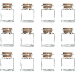 Set van 24x stuks voorraadpotjes/bewaarpotjes 50 ml glas met kurken stop - Voorraadpot