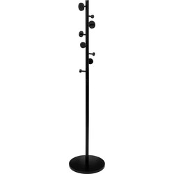 5Five Kapstok - zwart - dennenhout - staand - 8 haken - 176 cm - Kapstokken