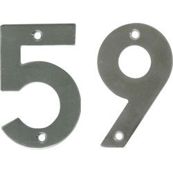 AMIG Huisnummer 59 - massief Inox RVS - 10cm - incl. bijpassende schroeven - zilver - Huisnummers