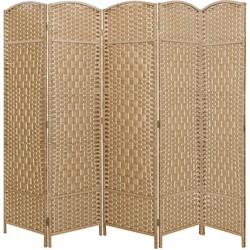 LW Collection LW Collection Kamerscherm 5 panelen rotan bruin 170X200CM - paravent - scheidingswand