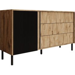 Meubella Dressoir Margareth - Eiken - 145 cm - 3 lades