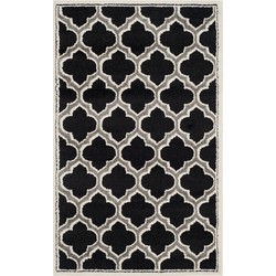 Safavieh Trellis Indoor/Outdoor Geweven Gebiedsdeken, Amherst Collection, AMT412, in Antraciet & Ivoor, 91 X 152 cm