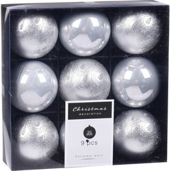 18x Kerstboomversiering luxe kunststof kerstballen zilver 5 cm - Kerstbal