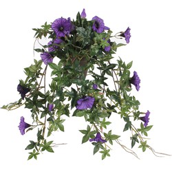 Mica Decorations Kunstplant - petunia - groen - paarse bloemen - 50cm - Kunstplanten