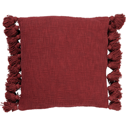 Dutch Decor RUBY - Kussenhoes 45x45 cm - 100% katoen - met flosjes - Merlot - rood - Dutch Decor