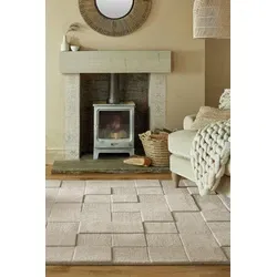 Checkerboard vloerkleed - Laagpolig - 100% Wol Modern - Naturel / Beige - 120 X 170 CM