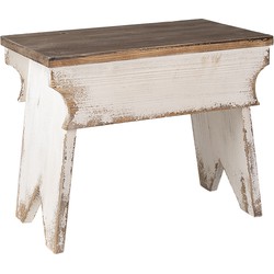 Clayre & Eef Plantentafeltje  47x29x38 cm Wit Bruin Hout Rechthoek Plantenstandaard