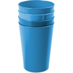 Hega Hogar Onbreekbare drinkglazen - 4x stuks - kunststof - blauw - 300 ml - camping/kinderen - Drinkglazen