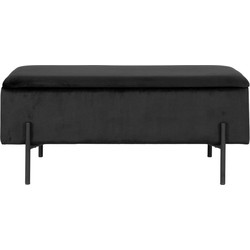 Watford Bench - Bench in black velvet with storage HN1207