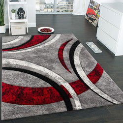 Laagpolig Vloerkleed Briloda - Grijs / Rood - 80x300 cm