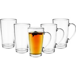 Glasmark Theeglazen/koffie glazen Sheffield - transparant glas - 6x stuks - 400 ml - Koffie- en theeglazen