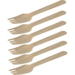 BBQ/verjaardag/camping wegwerp bestek - vorken - 40x - hout - 16 cm - eco friendly/composteerbaar - Vorken