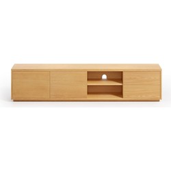 Kave Home - Abilen TV-meubel met 2 deuren en 2 laden in eikenfineer, 200 x 44 cm FSC 100%