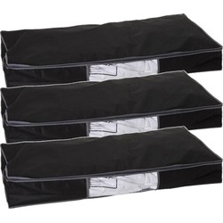 3x Stuks dekbed/kussen opberghoes zwart met vacuumzak 98 x 45 x 15 cm - Opberghoezen