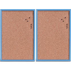 Zeller prikbord incl. punaises - 2x - 40 x 60 cm - blauw - kurk - Prikborden