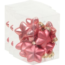 36x stuks glazen sterren kersthangers bubblegum roze 4 cm mat/glans - Kersthangers