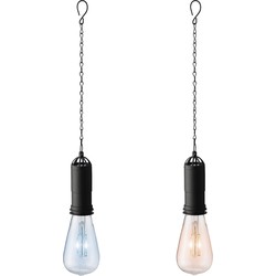 Set van 2x stuks oranje en blauwe solar tuinverlichting hanglampen kunststof 20 cm - Buitenverlichting