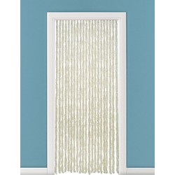 Beige/wit anti insecten kattenstaarten gordijn 90 x 230 cm - Vliegengordijnen