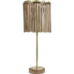Light&living Tafellamp Ø30x78 cm GULARO hout donker bruin-antiek brons