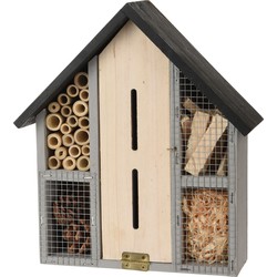 Insectenhotel - grijs - hout - bijenhuis - 29 cm - Insectenhotel