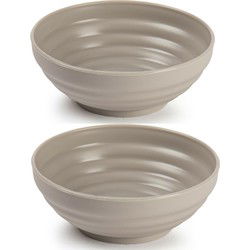 Set van 8x kommetjes/schaaltjes - Dessert/ontbijt - Kunststof - D13 cm - Taupe - Kommetjes