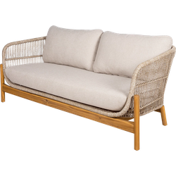 Teresa houten tuin loungebank beige  - met zitkussens