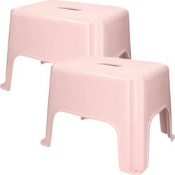 PlasticForte Keukenkrukje/opstapje - 2x - Handy Step - roze - kunststof - 40 x 30 x 28 cm - Huishoudkrukjes