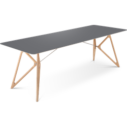 Tink table houten eettafel whitewash - met linoleum tafelblad nero - 240 x 90 cm