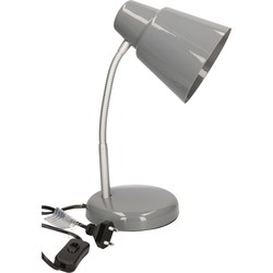 Staande bureaulamp grijs 14 x 14 x 34 cm verstelbare lamp verlichting - Bureaulampen