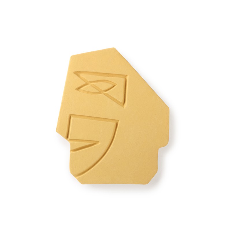 HKliving gezicht muur ornament masker aardewerk mosterd geel small - 