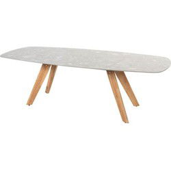 4SO Montana Tafelframe Teak Met Montana Tafelblad Ceramic Terrazzo 240 x 103 cm